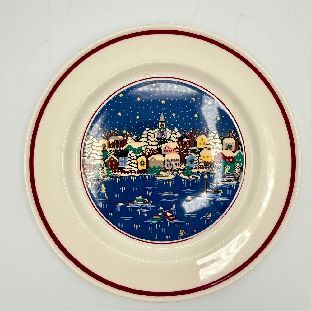 Vintage Oneida Chinaware Set of 4 Nautical Luncheon Plates 8 3/4" Holiday Harbor